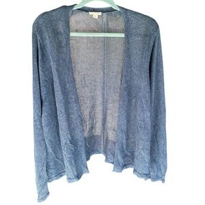 J.Jill | Blue Linen Blend Open Front Cardigan | XL | Lightweight
